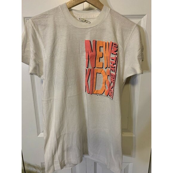 Vtg 90s NEW KIDS ON THE BLOCK Concert Band T Shirt Sz L 1989 Thin Screen Stars - Picture 6 of 9